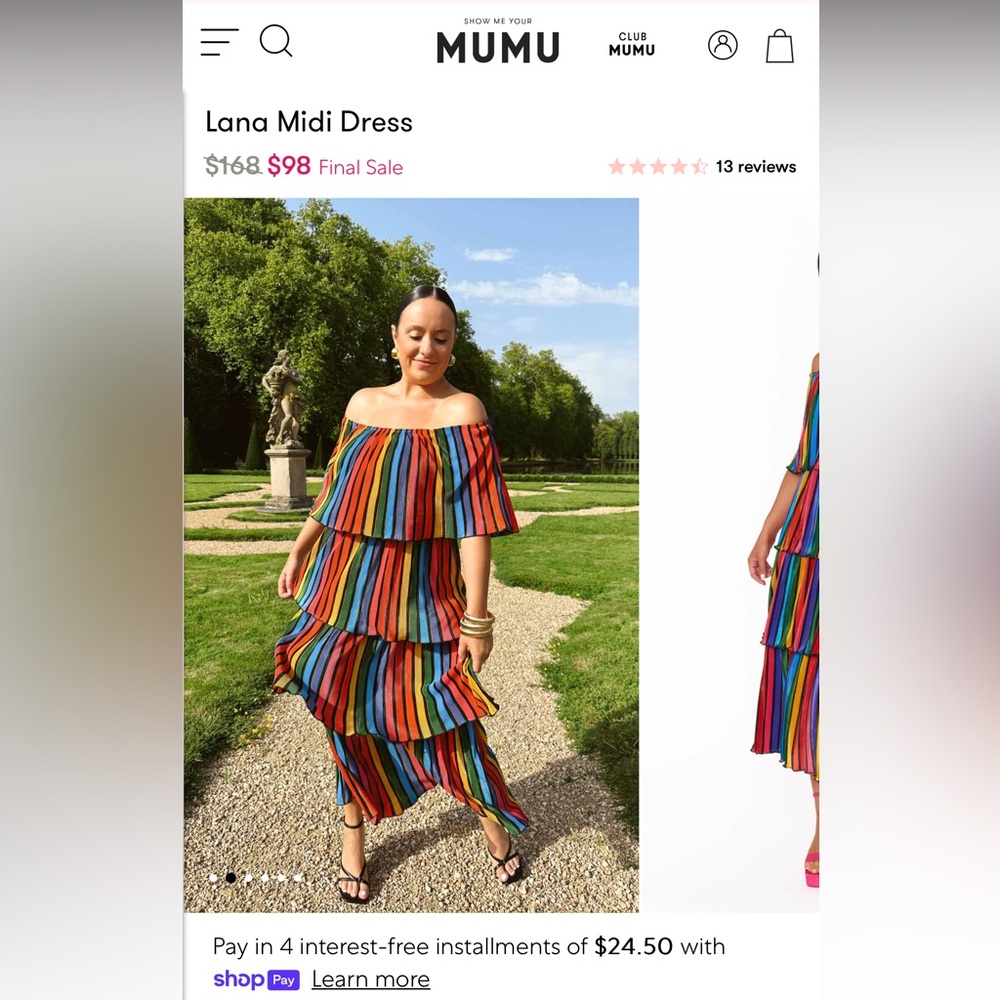 NWT Show Me Your Mumu Lana Dress in Rainbow (XL)